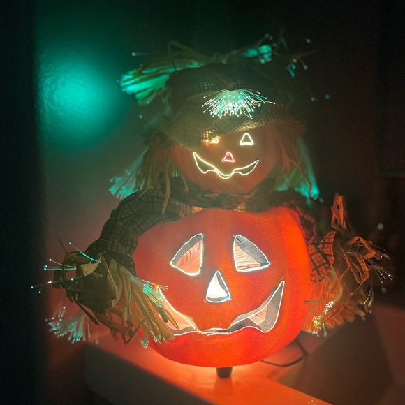 Vintage 2005 Pumpkin Hollow Fiber Optic Scarecrow Halloween 12” Jack O Lantern - Picture 2 of 7